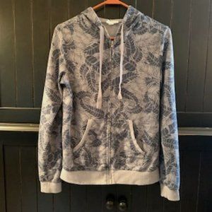 Others Follow gray & blue tropical leaf print hoodie